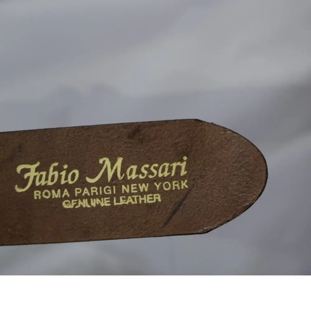 Fabio Massari Men’s Brown Leather Belt Made in Italy Size 42 Western Studded